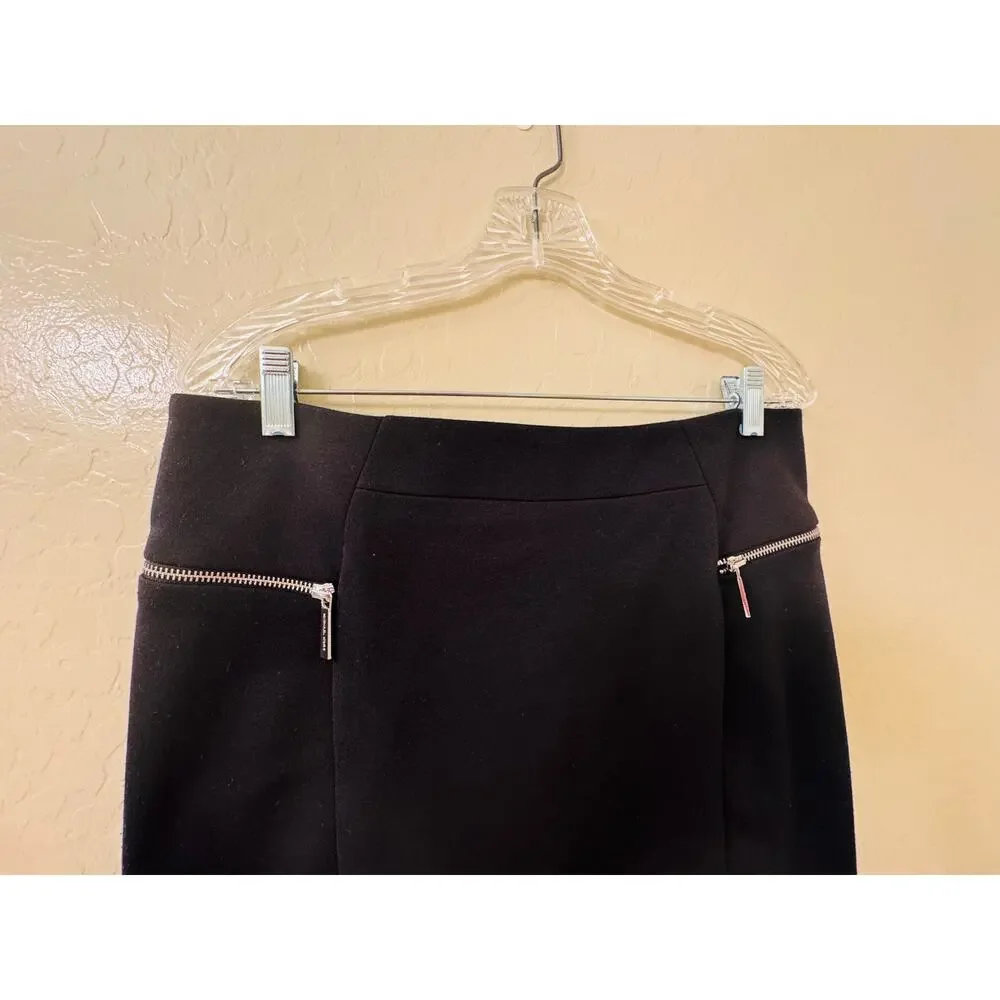 Michael Kors Black Straight Pencil Skirt Zipper Accents Size 12